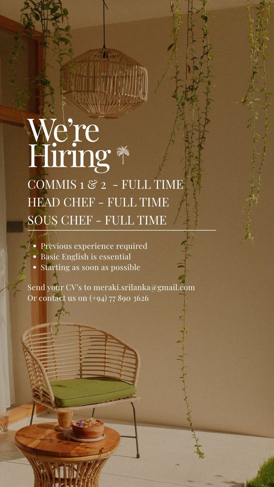 Sous Chef  at Meraki Cafe  Banner