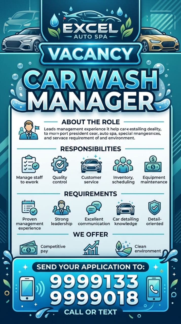 Car wash Manager  at Pacific Islands Jobs Banner
