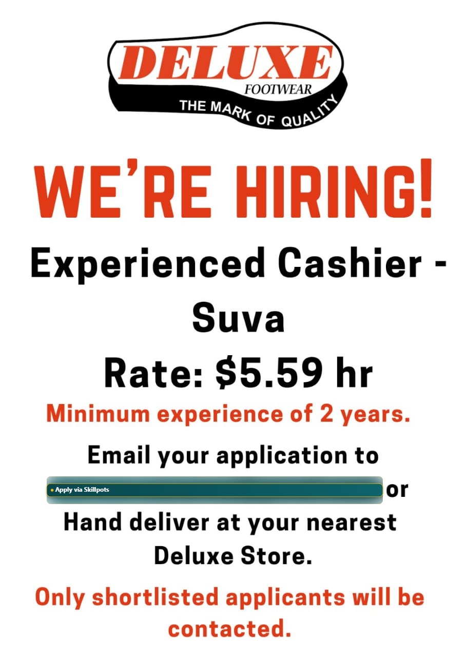 Experienced Cashier  at Pacific Islands Jobs Banner