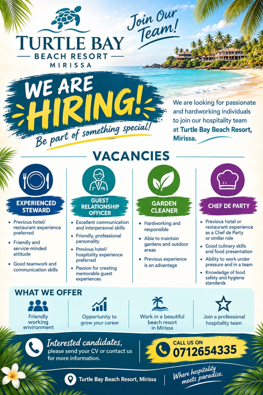 Experienced Steward at Turtle Bay Beach Resort  Banner