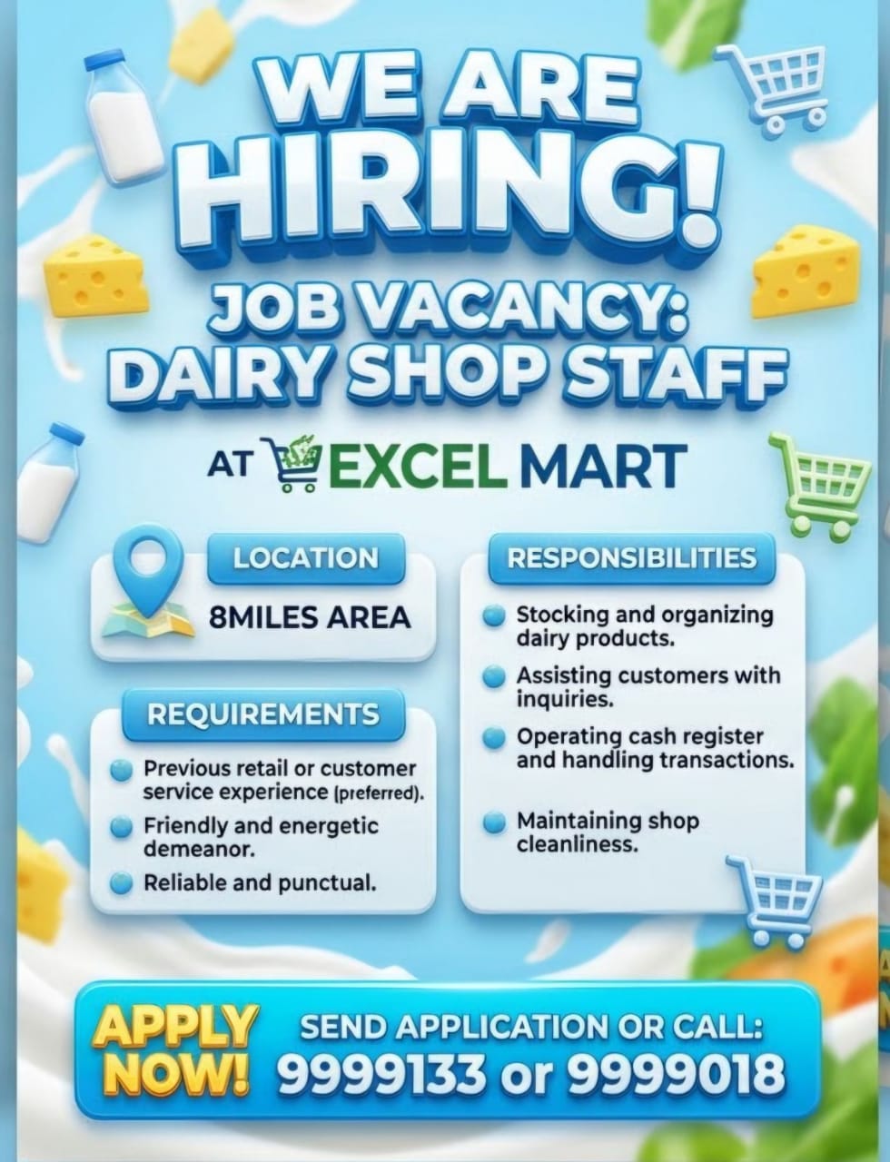 Dairy Shop Staff at Pacific Islands Jobs Banner
