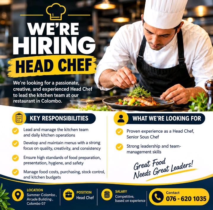 Head Chef at Raffles Colombo Banner
