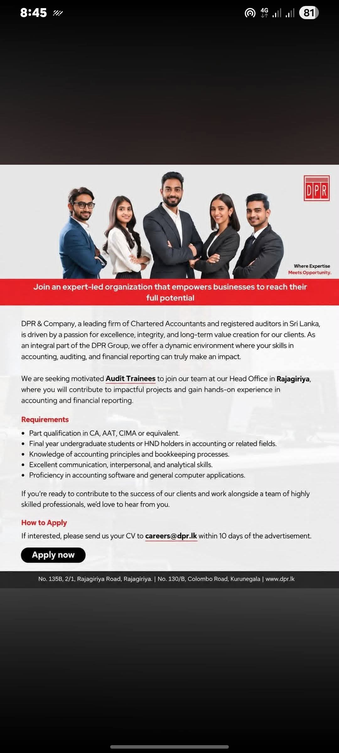 Audit Trainees  at SKILLPOTS SRI LANKA Banner