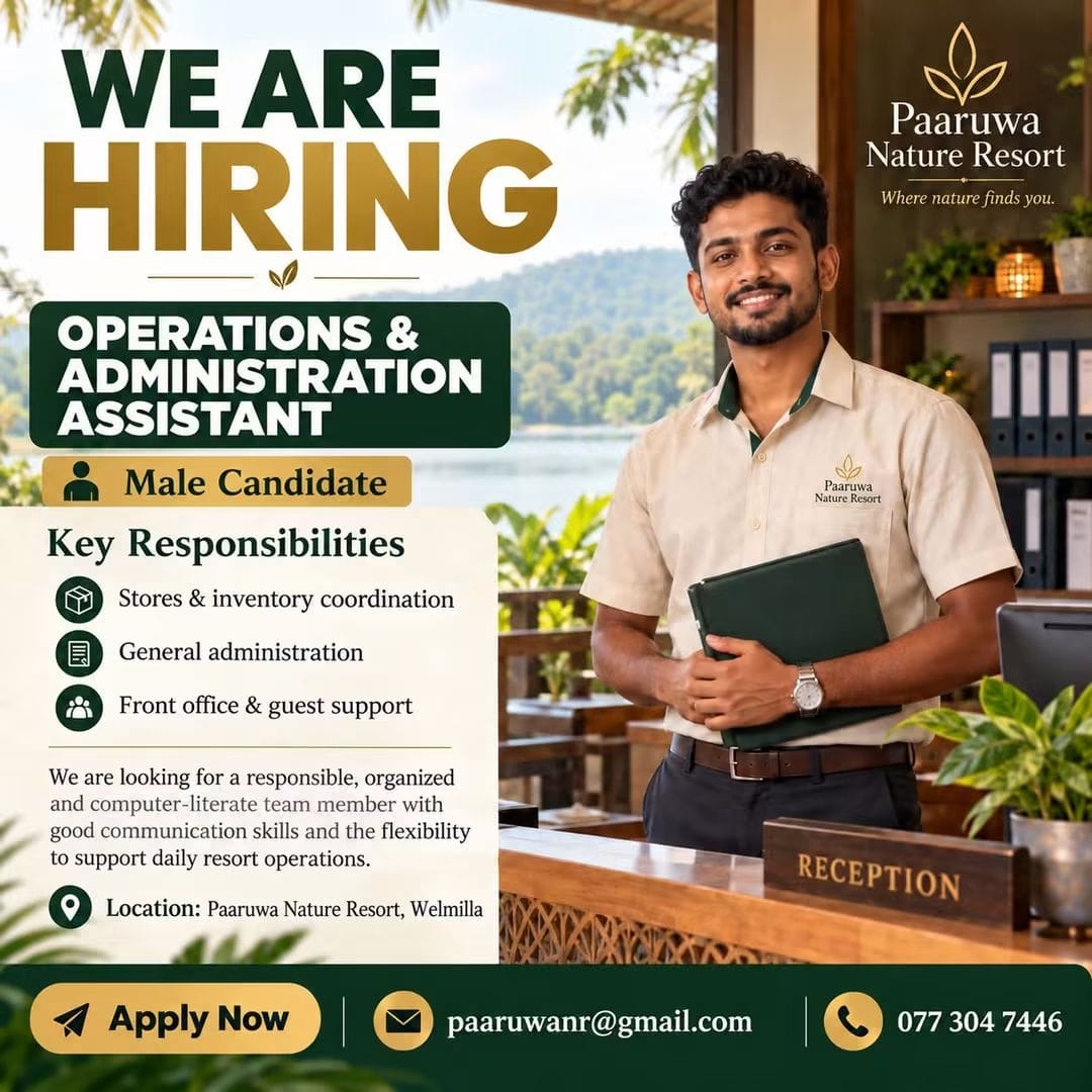 Operation & Administration Assistant  at Paaruwa Nature Resort  Banner