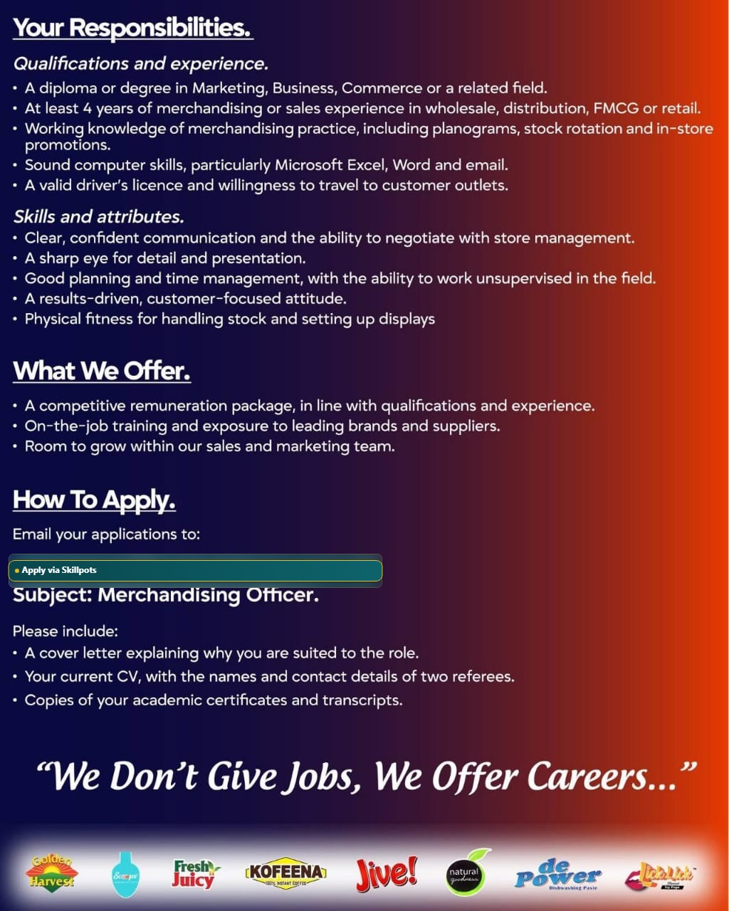 Merchandising Officer  at Pacific Islands Jobs Banner