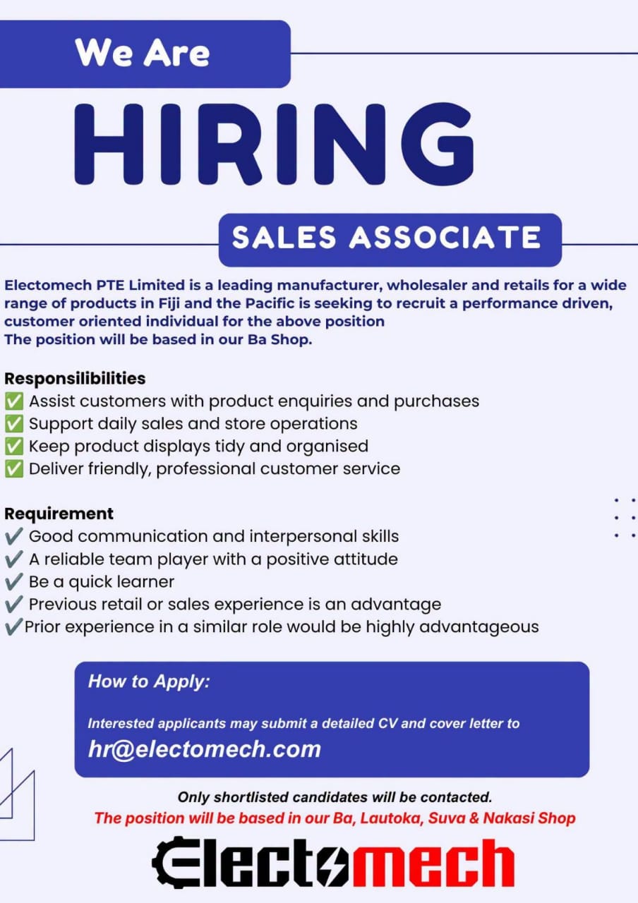 Sales Associate  at Pacific Islands Jobs Banner