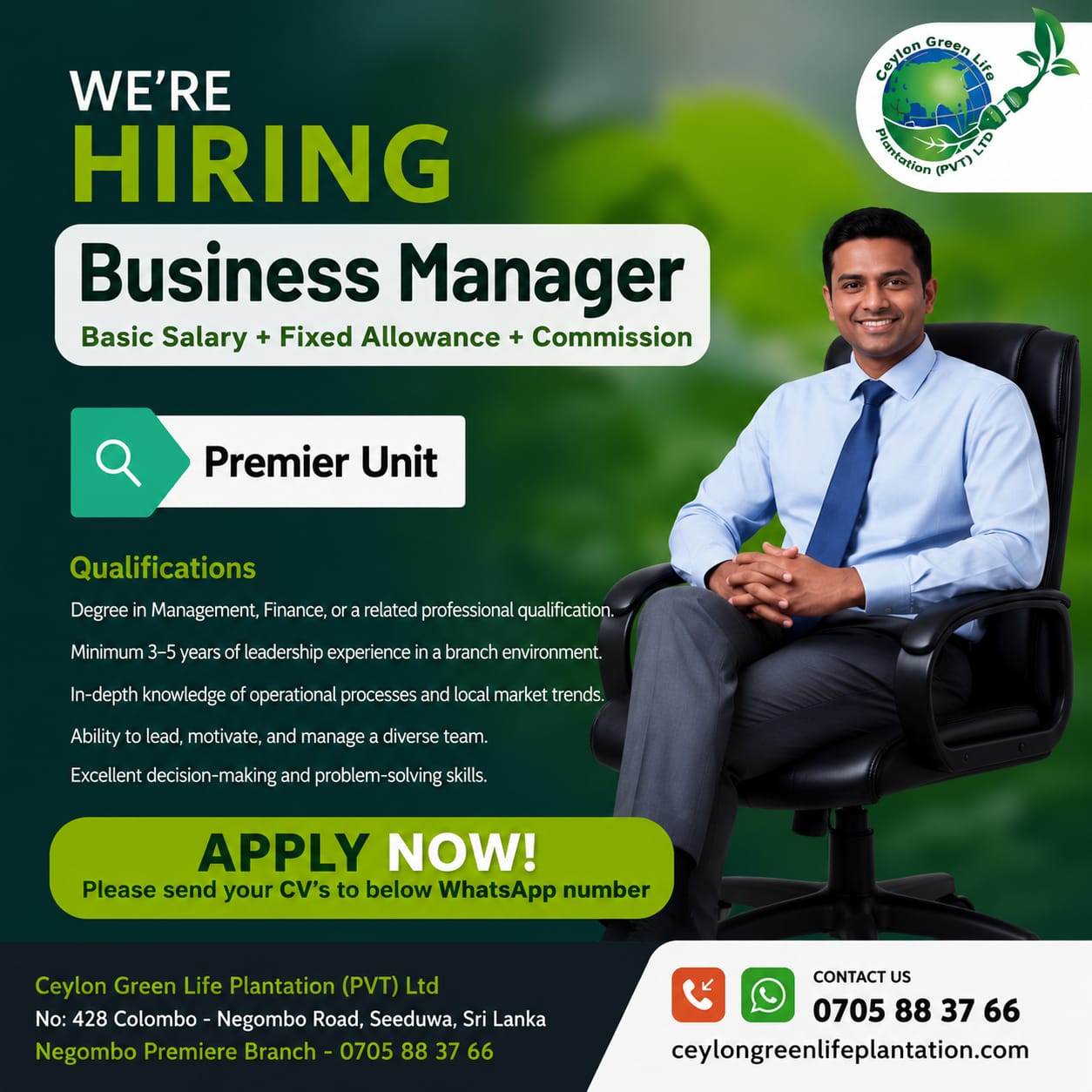 Business Manager at Ceylon Green Plantation (Pvt) Ltd Banner