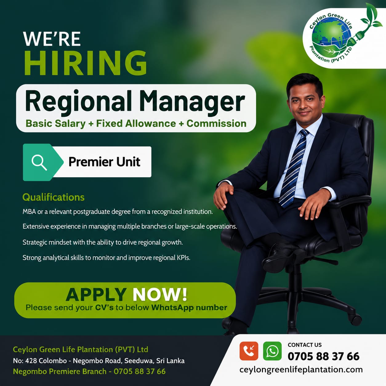 Regional Manager at Ceylon Green Plantation (Pvt) Ltd Banner
