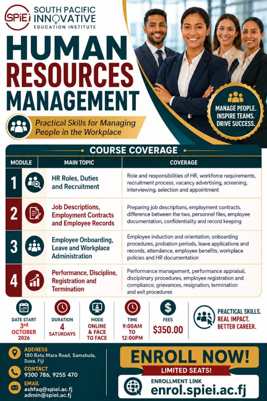 Human Resource Managment  at Pacific Islands Jobs Banner