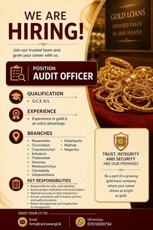 AUDIT OFFICER at SKILLPOTS SRI LANKA Banner
