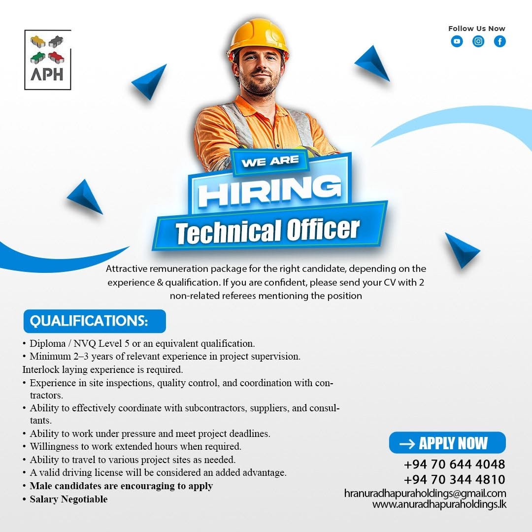 TECHNICAL OFFICER at SKILLPOTS SRI LANKA Banner