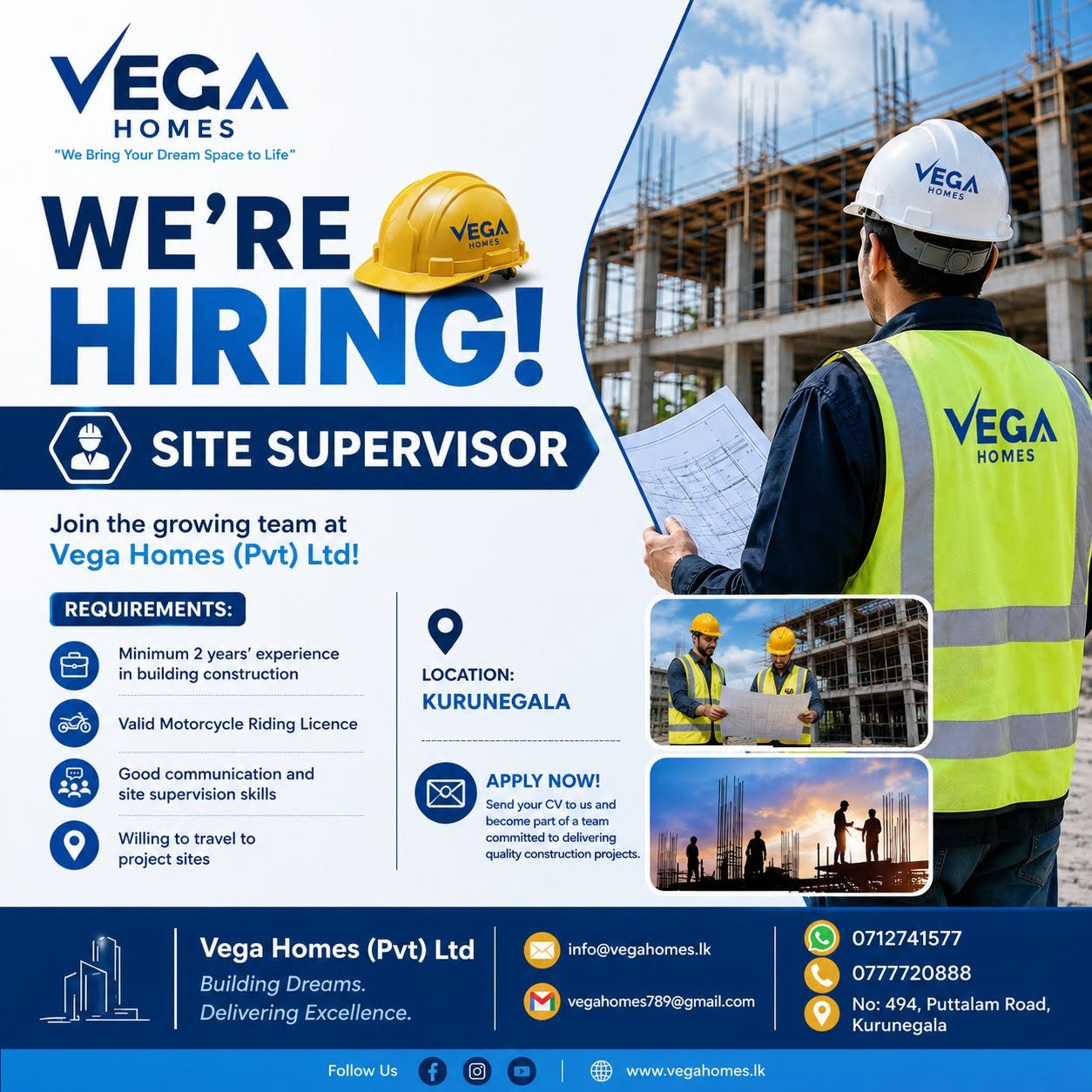 SITE SUPERVISOR at SKILLPOTS SRI LANKA Banner
