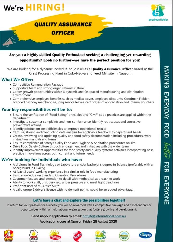 Quality Assurance Officer  at Pacific Islands Jobs Banner