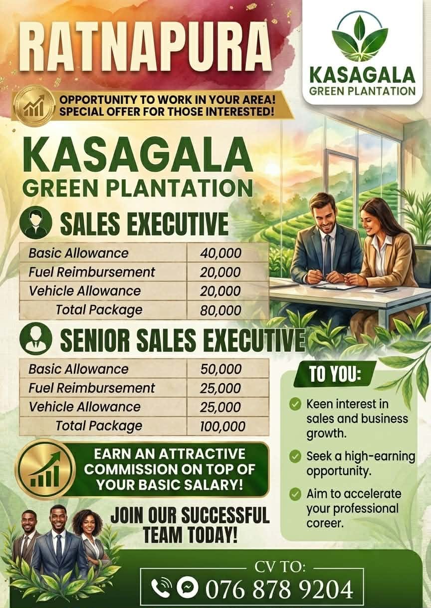 Senior Sales Executive at Kasagala Green Plantation  Banner