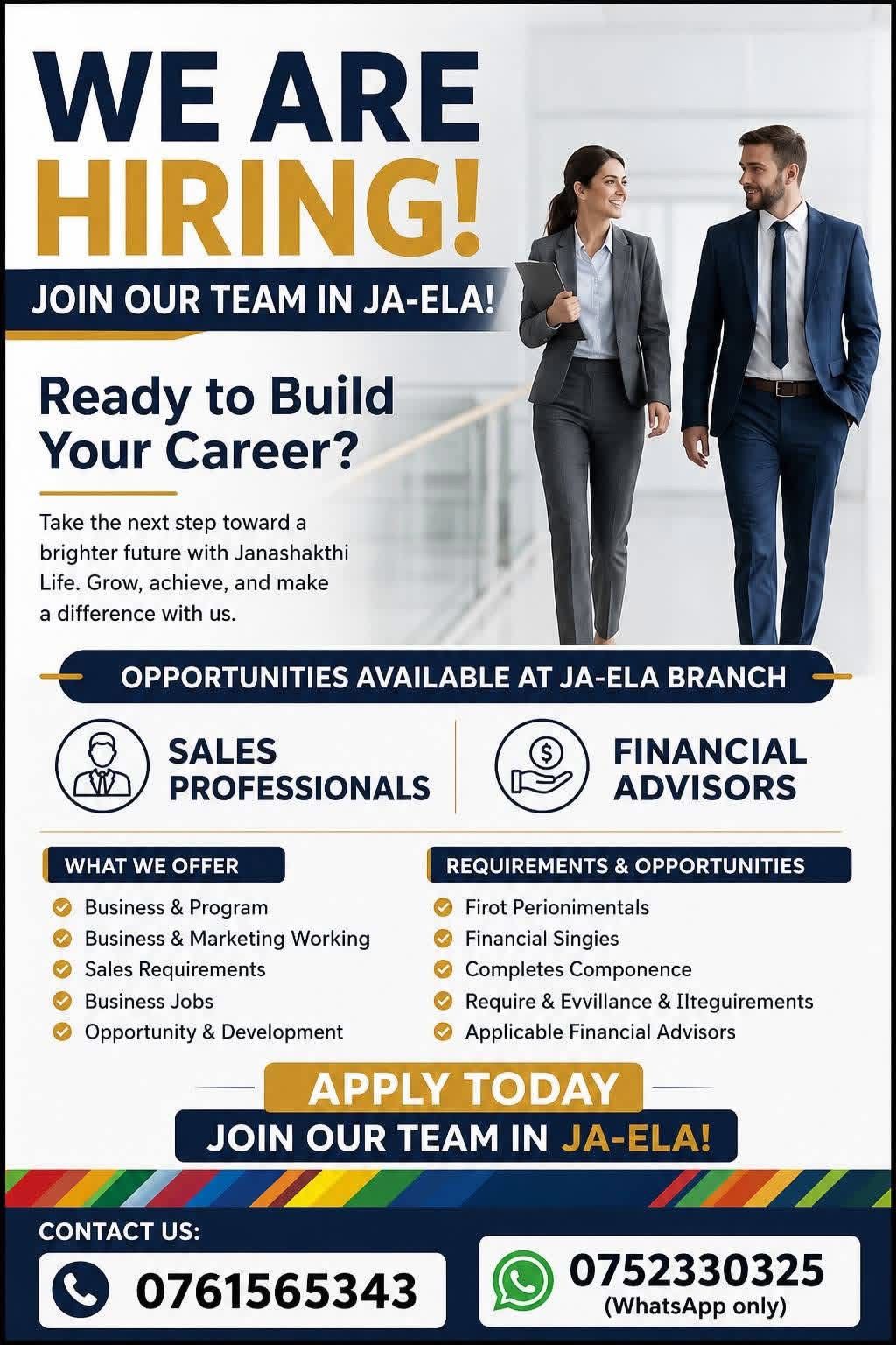 SALES PROFESSIONALS /  FINANCIAL ADVISORS at Janashakthi Banner