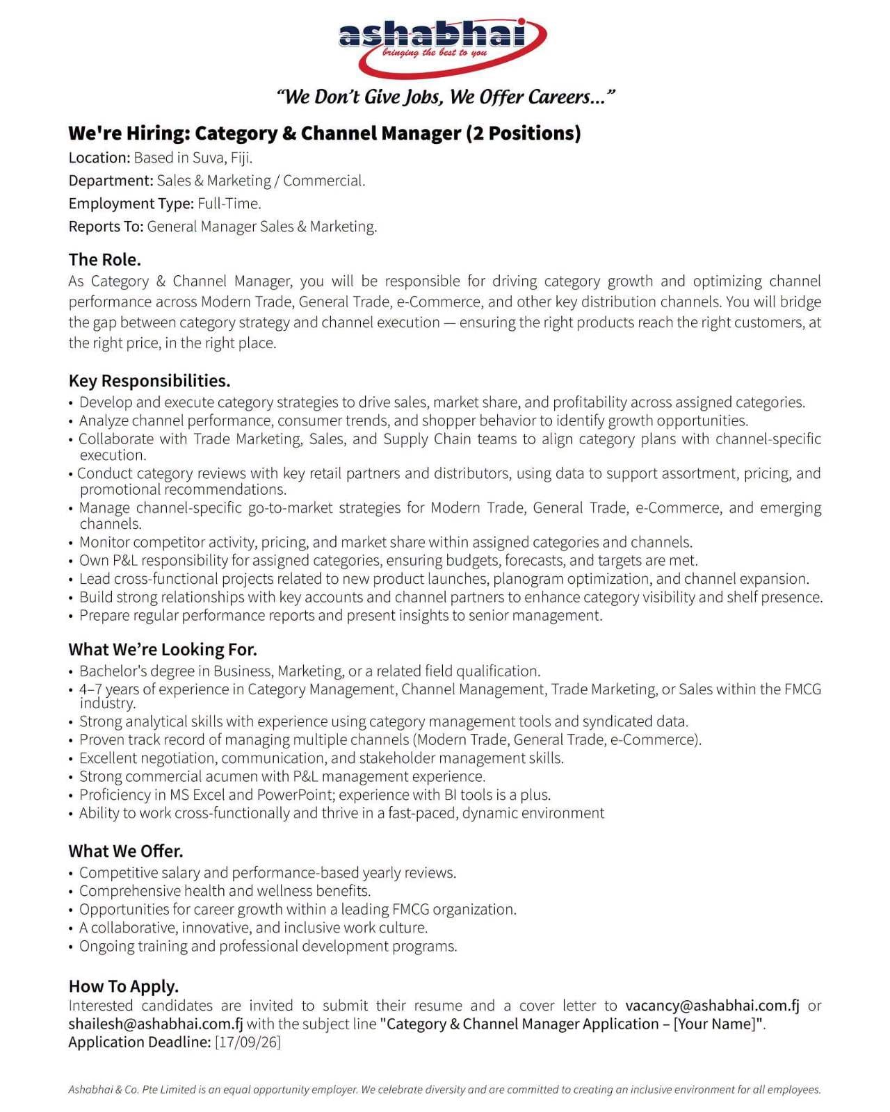 Marketing / Commercial  at Pacific Islands Jobs Banner