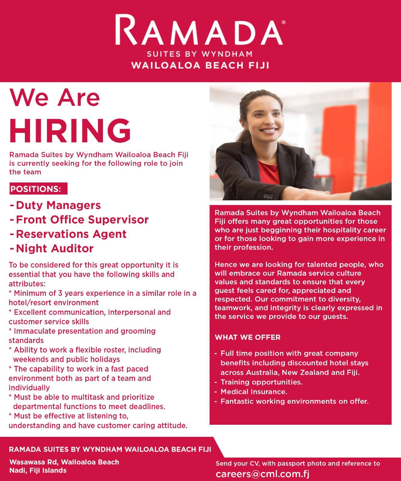 Night Auditor  at Pacific Islands Jobs Banner