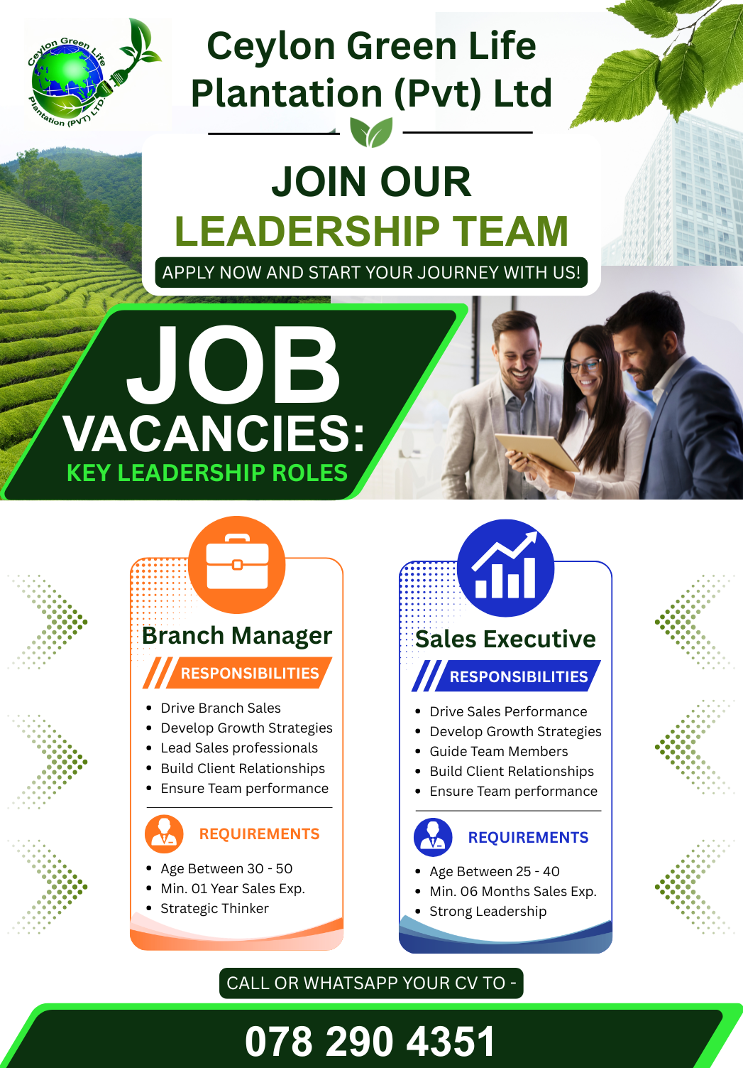 Branch Manager at Ceylon Green Life Plantation (Pvt) Ltd. Banner