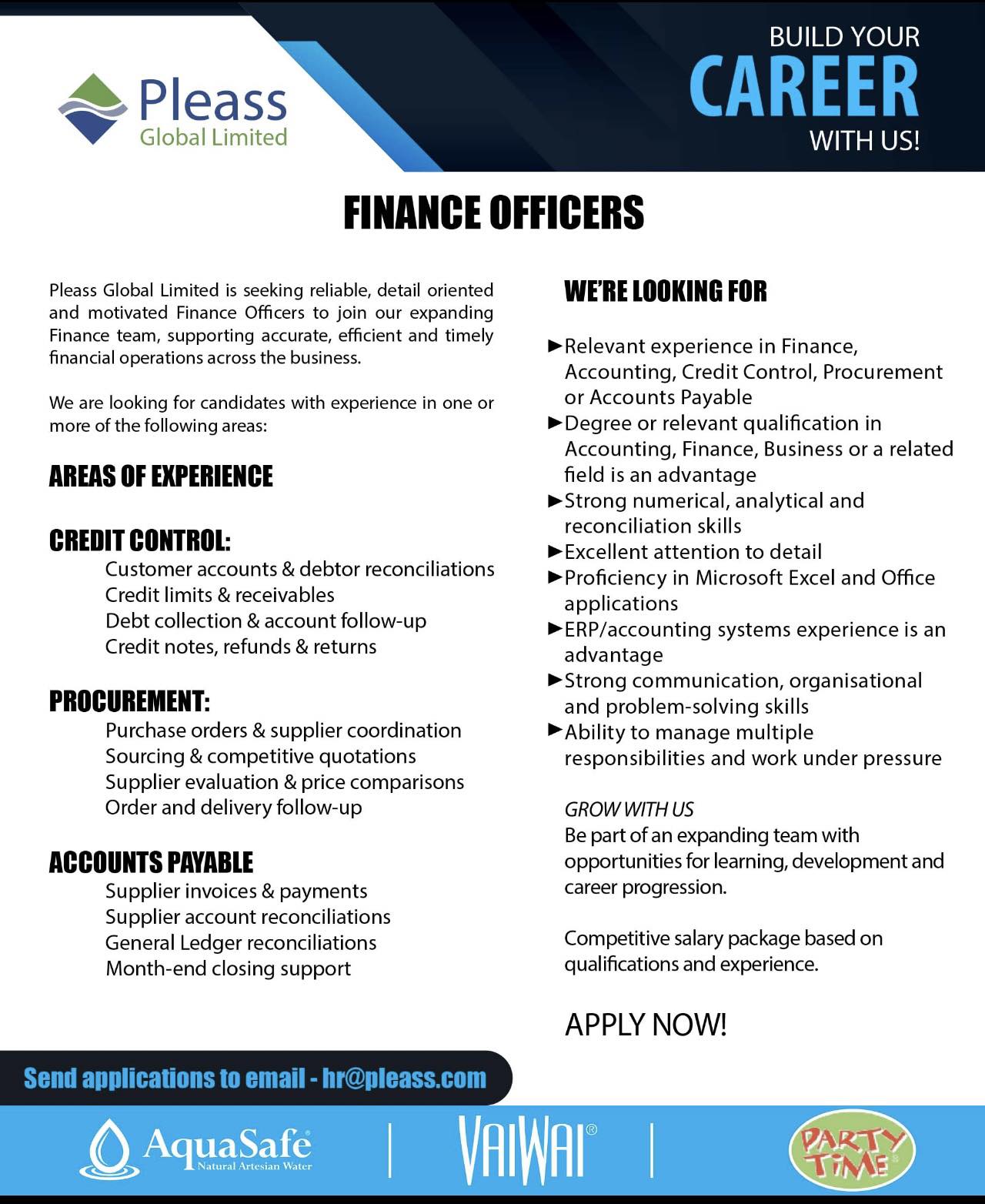 Finance Officer  at Pacific Islands Jobs Banner