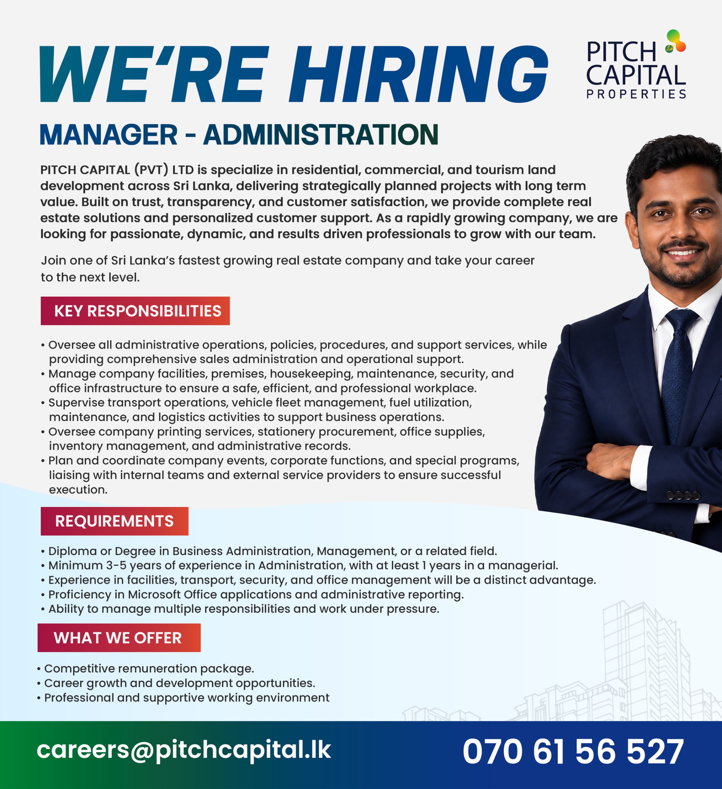 MANAGER - ADMINISTRATION at PITCH CAPITAL Banner