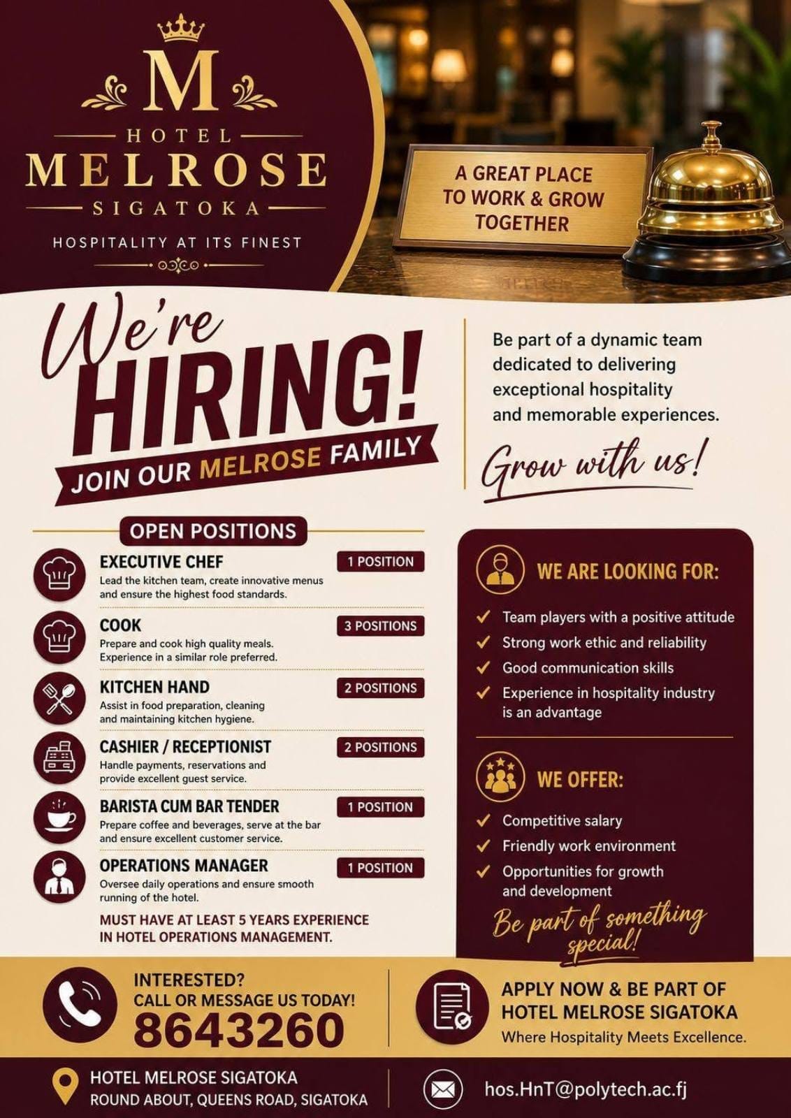 Kitchen Hand  at Pacific Islands Jobs Banner