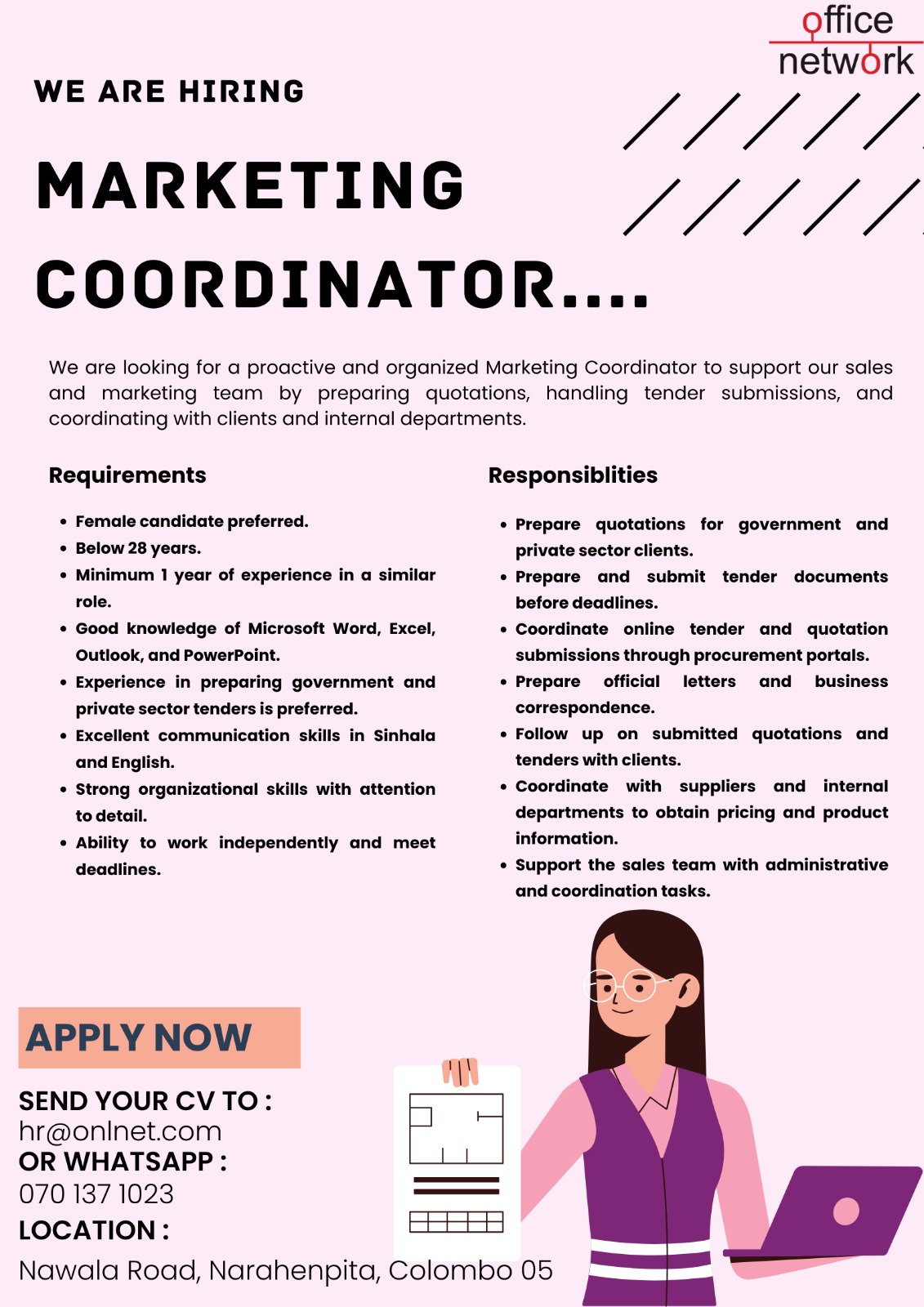 Marketing Coordinator  at Office Network  Banner