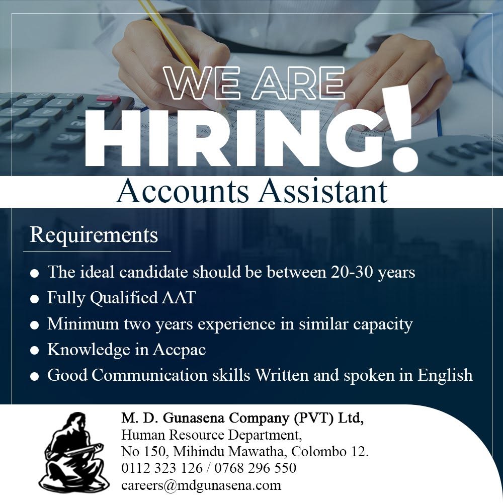 Accounts Assistant at SKILLPOTS SRI LANKA Banner
