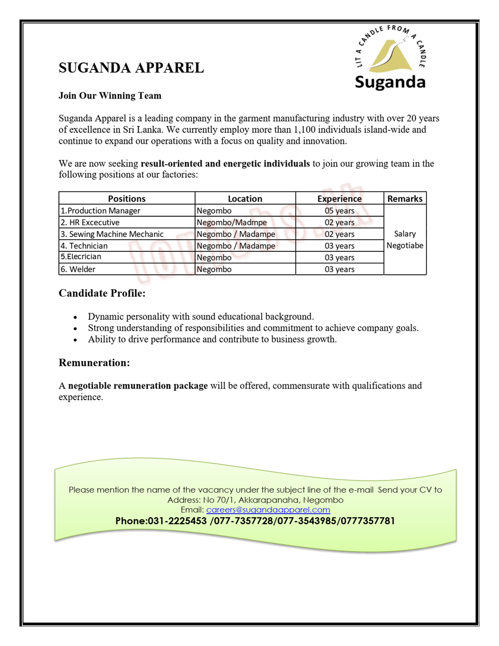 HR Executive  at Suganda  Banner