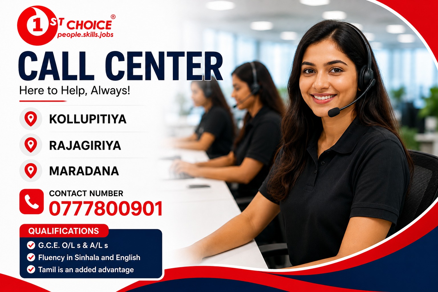 Call Center Staff at FIRST CHOICE (PVT) LTD  Banner