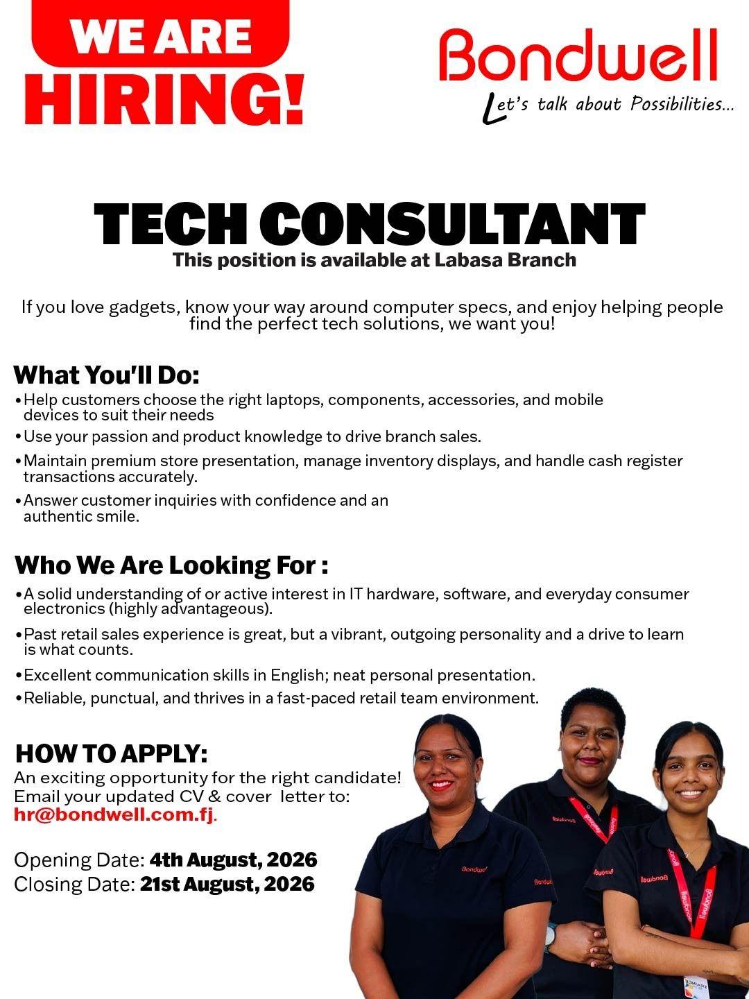 TECH CONSULTANT  at Pacific Islands Jobs Banner