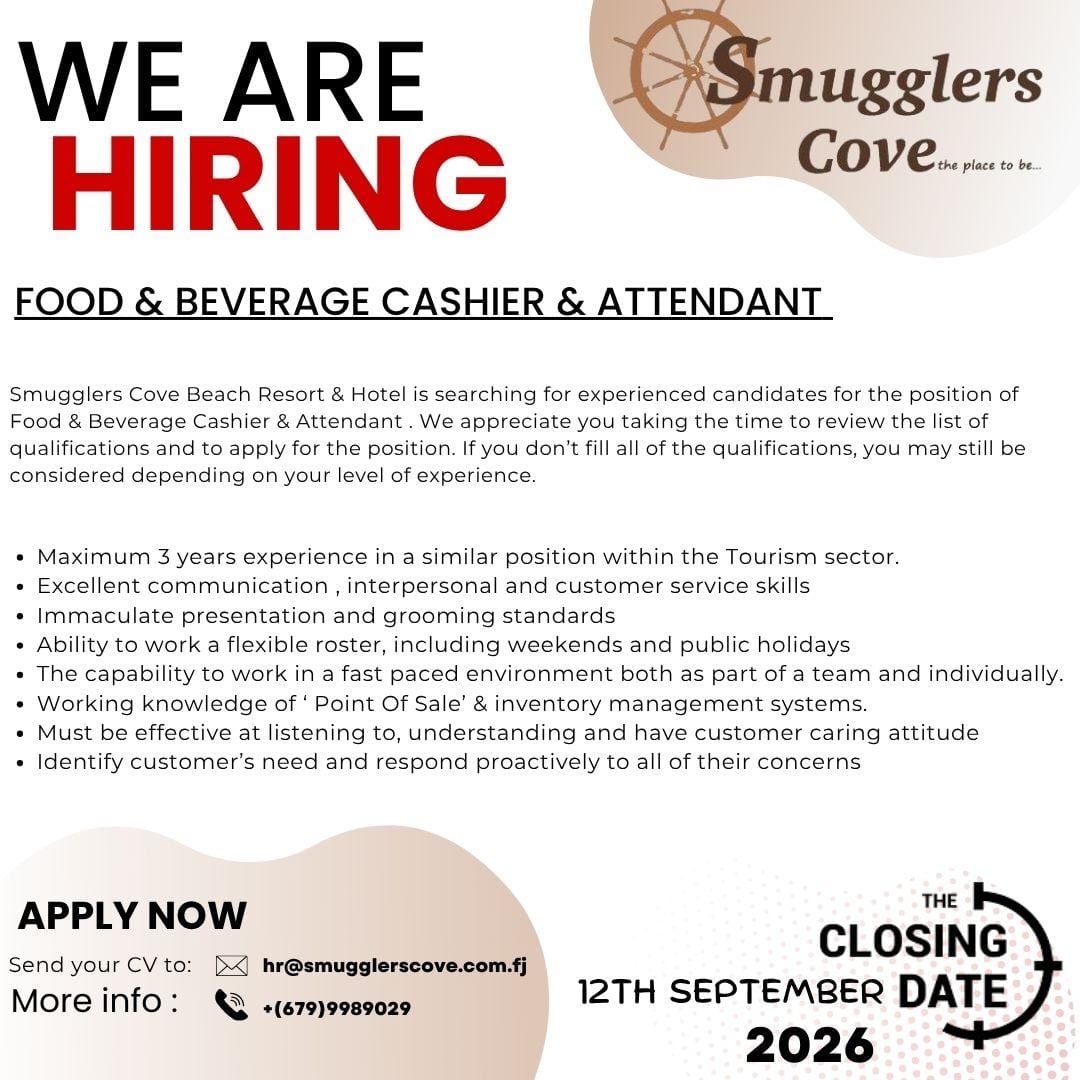 Food & Beverage  at Pacific Islands Jobs Banner