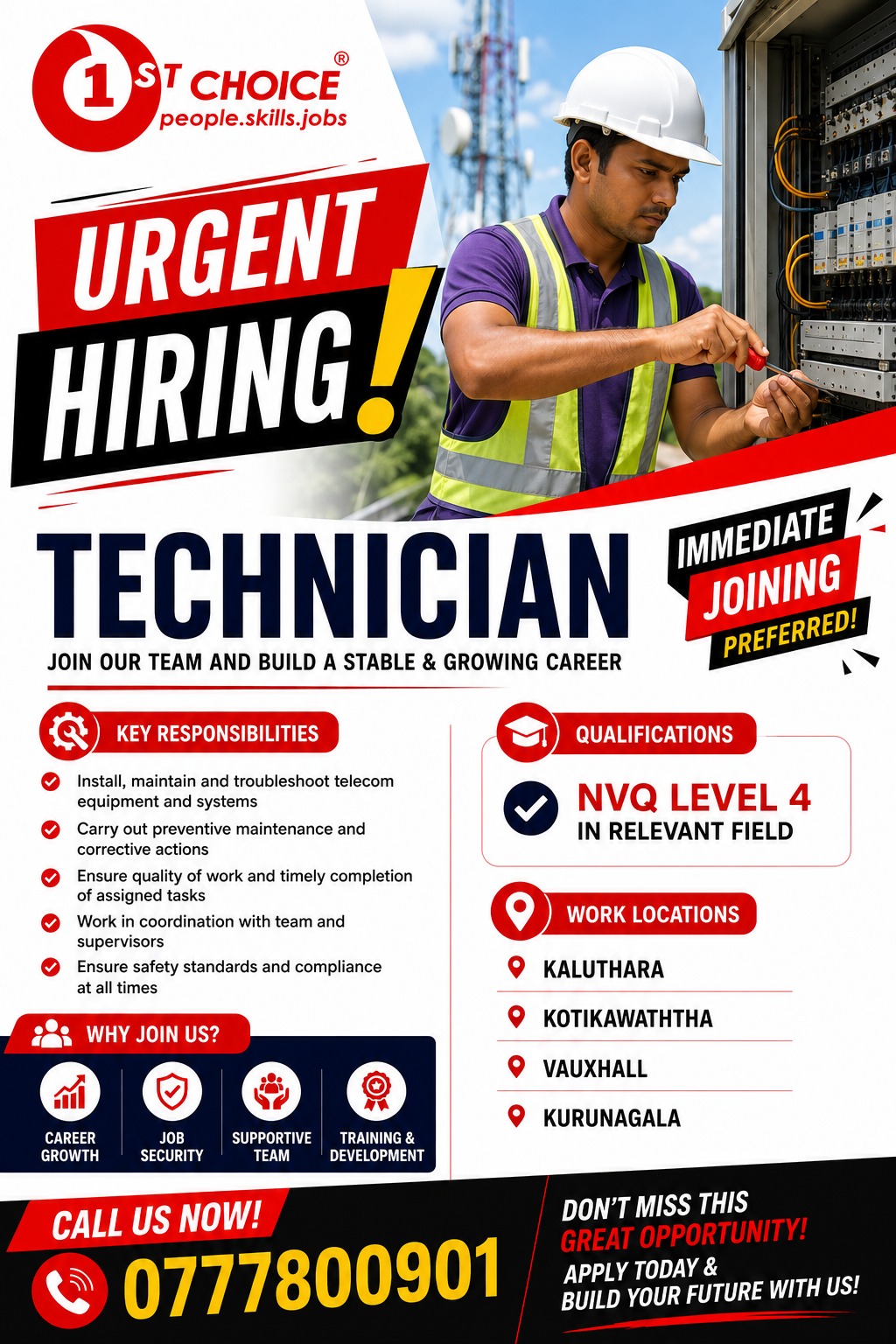 Technical Officer at FIRST CHOICE (PVT) LTD  Banner